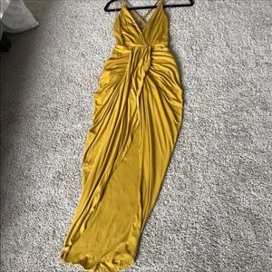 Mustard Wrap Goddess Dress